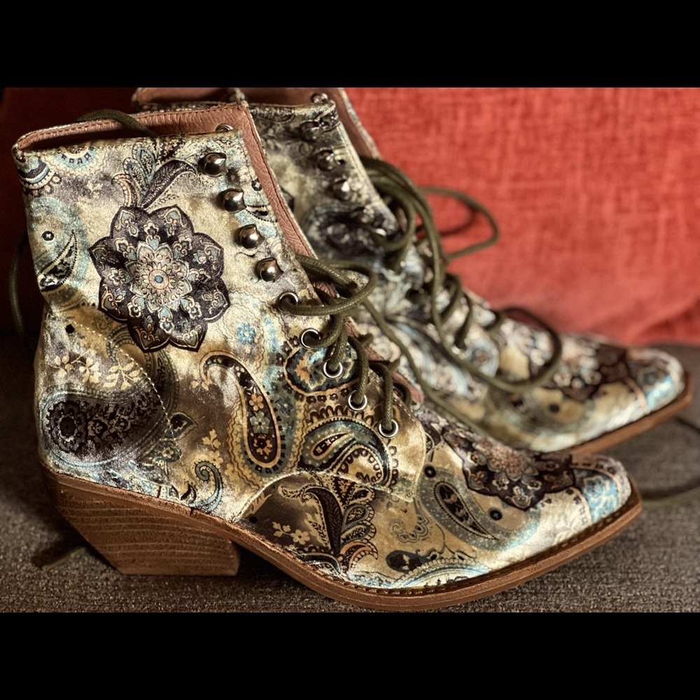 Jeffrey Campbell western style paisley boots